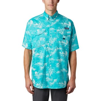 Columbia PFG Super Bonehead Classic Short Sleeve, Camisa Turquesa Claro Para Hombre | 389725-EFU